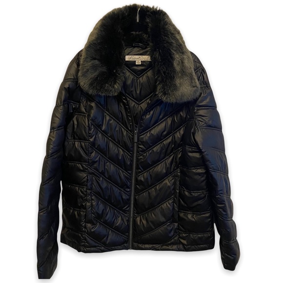 Kenneth Cole New York Jackets & Blazers - KENNETH COLE NY Black Puffer Jacket with Faux Fur Collar Size XL